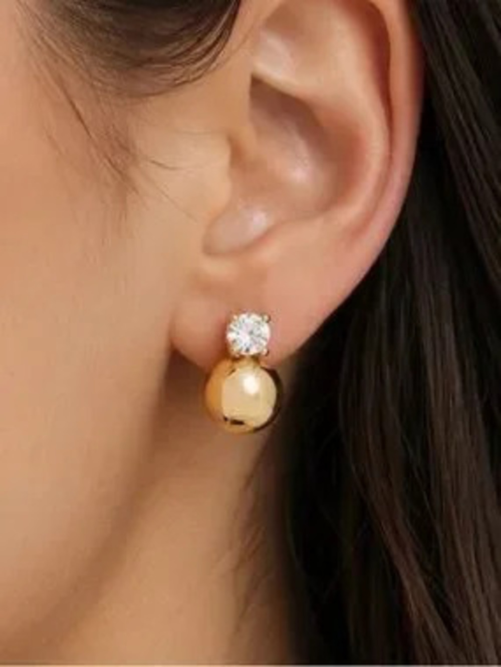 Gold Filled CZ Dome Stud Earrings (5596)